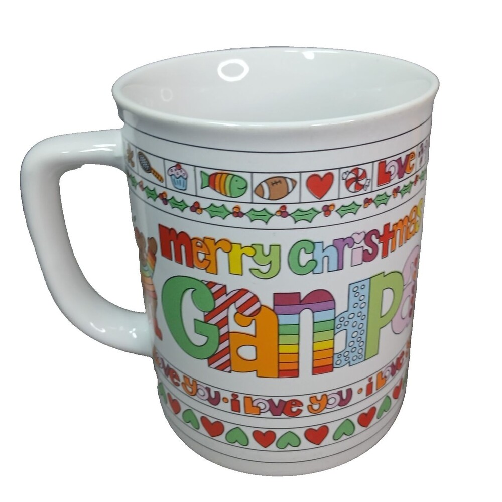 Love n' Stuff Enesco Davis Vintage 1983 Merry Christmas Grandpa Coffee Mug